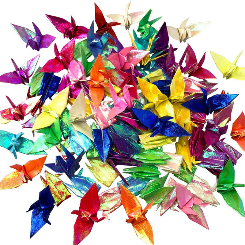 珠光千纸鹤折纸成品批发纸鹤串送同学毕业店铺创意礼物折纸装饰