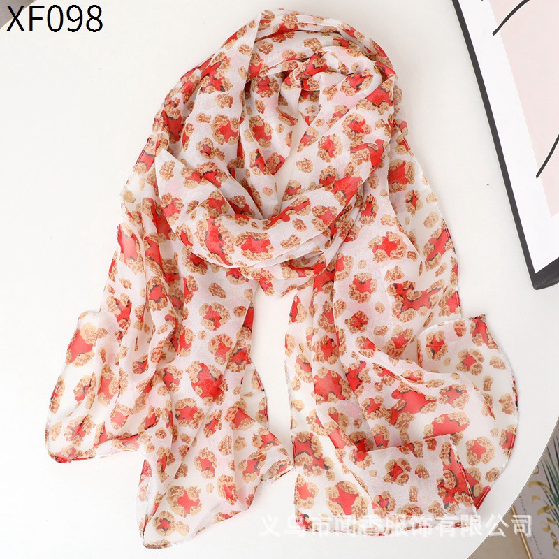 2023 Autumn and Winter New Chiffon Scarf for Middle-Aged and Elderly People Western Style Printed Scarf for Moms Young Fashion Scarf for Women