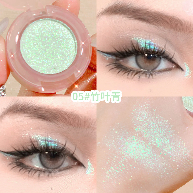 Makeup Xixi Monochrome Eyeshadow Shiny Crystal Super Shiny Highlight Brightening Crouching Silkworm Mashed Potatoes Eye Shadow Plate Waterproof Smear-Proof