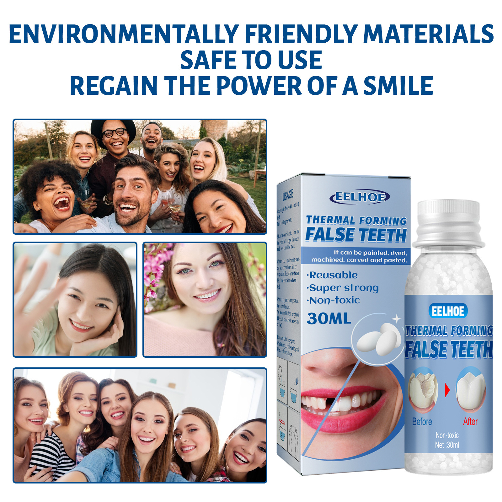 Eelhoe Shaping Teether Film and Television Makeup Dentures Modified Temporary Tooth Filling Teether Tooth Hole Tooth Joint Filling