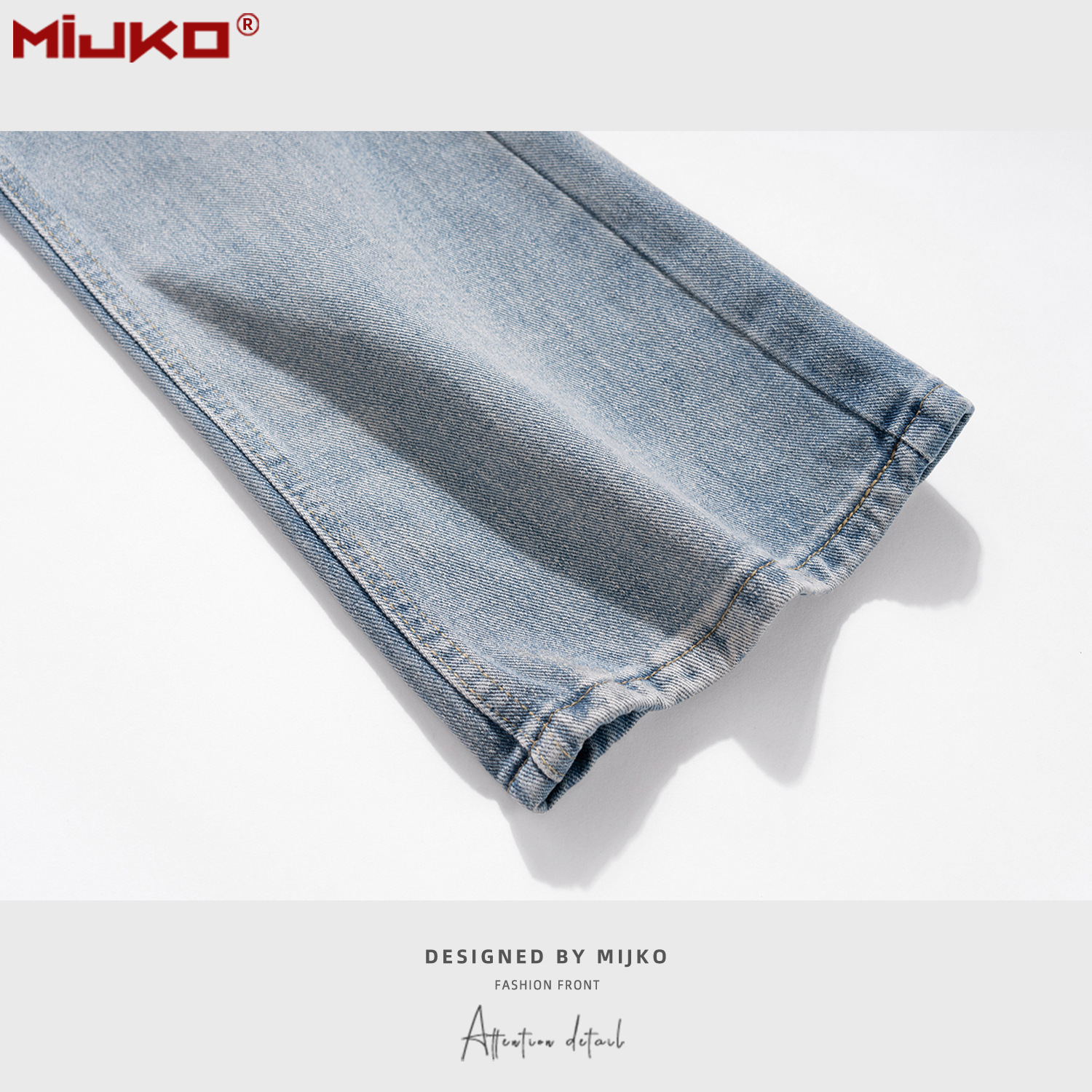 Mijko Women's Clothing Men's Urban Washed Distressed Trousers Men's and Women's Same Two-Color Slightly Brushed White High Street Fashion Jeans