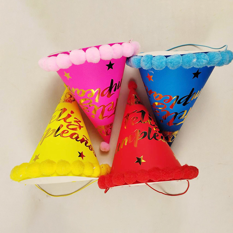 Birthday Supplies Pointed Hat Children Adult Year-Old Dress up Kindergarten Pointed Birthday Paper Hat Decoration Props