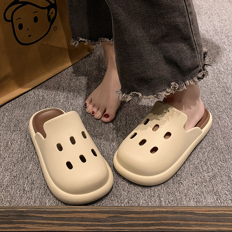 跨境temu夏季拖鞋女柔软舒适耐磨户外家居两用可di洞洞凉拖鞋批发
