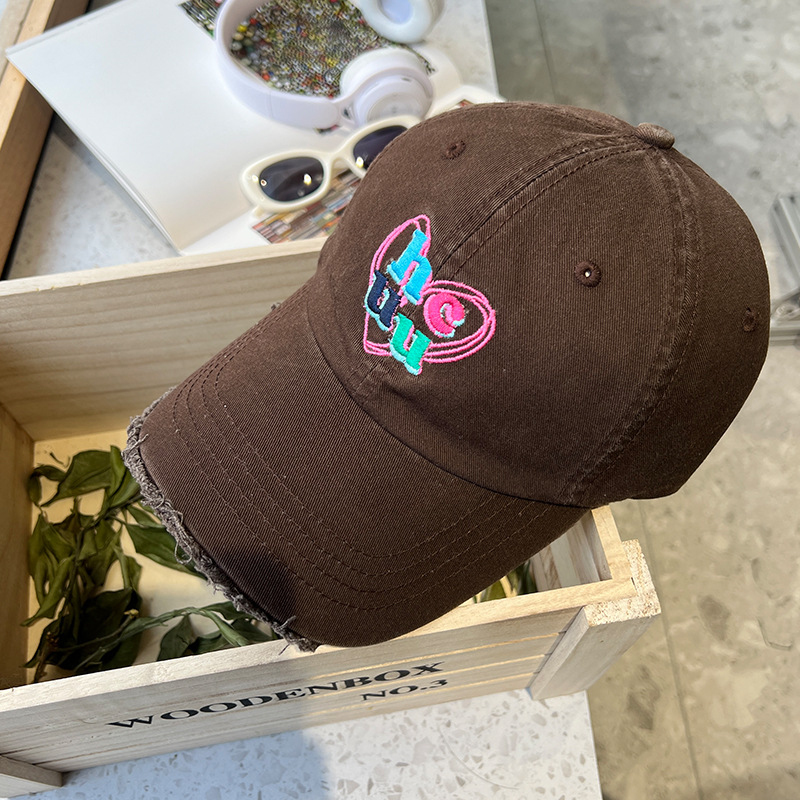原创设计新款彩色字母刺绣棒球帽女大头围显脸小百搭鸭舌帽子男潮
