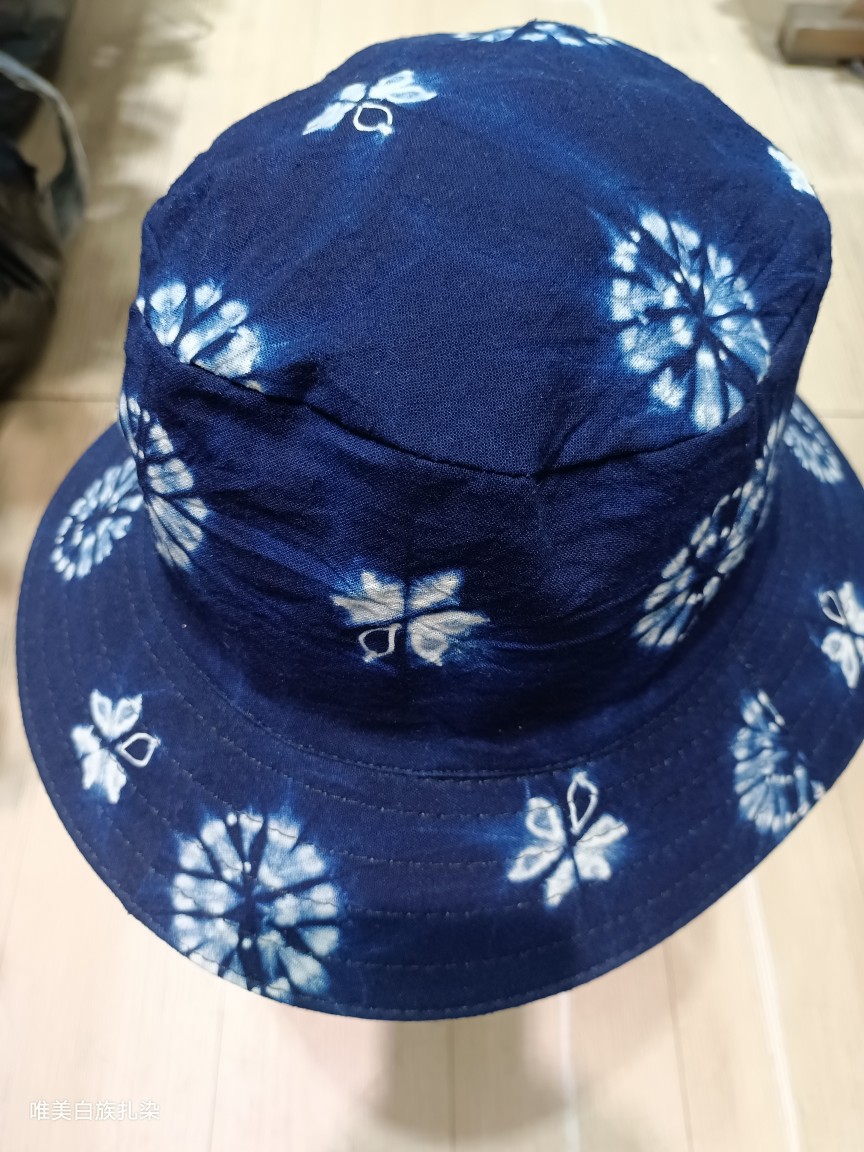 手工扎染圆帽白族扎染帽手工扎花工艺