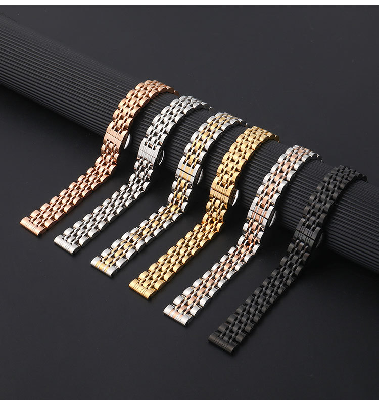 表带接口类型:平直接口 光泽类型:亮光 表扣款式:蝴蝶双按扣 材质