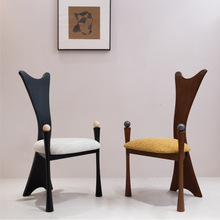 原创餐椅中古餐椅复古实木靠背餐桌凳子侘寂风派对椅子