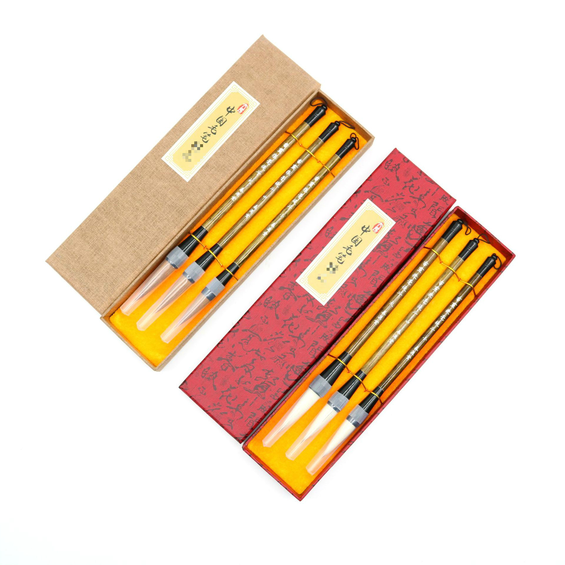 厂家批发三支毛笔装礼盒毛笔套装用盒天地盖包装盒硬纸盒批发定制