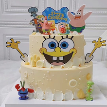蛋糕装饰海绵宝宝派大星卡通摆件男孩儿童创意生日插牌甜品台插件