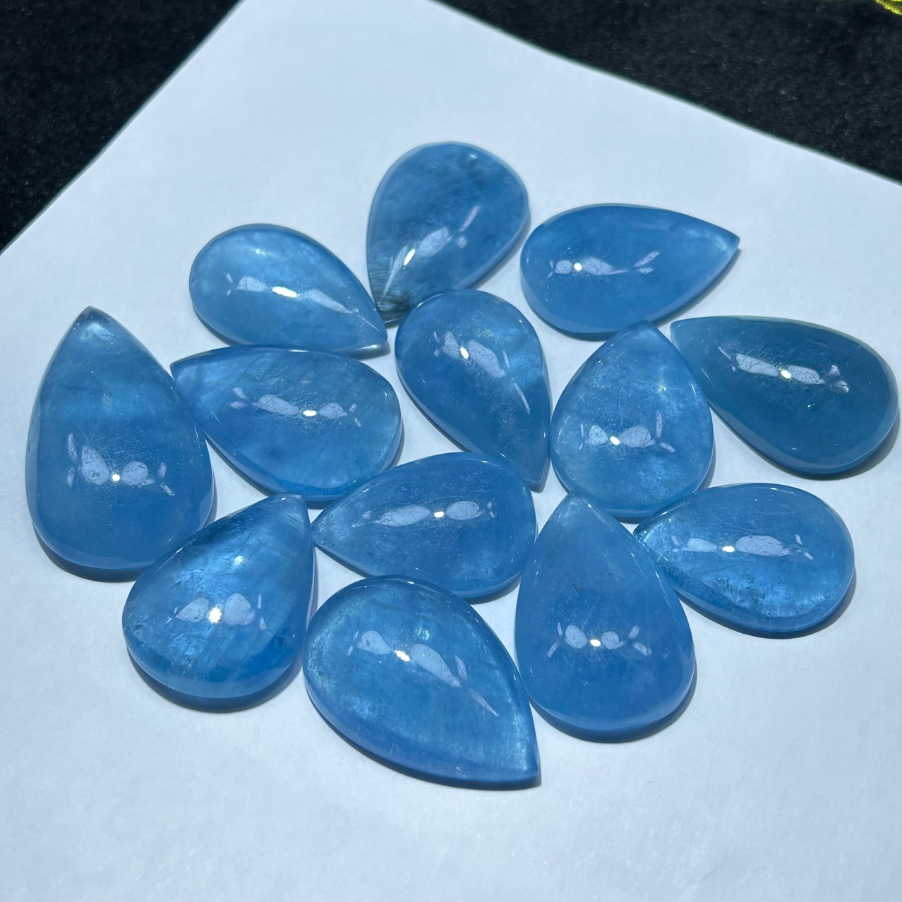 天然海蓝宝水滴裸石吊坠挂件饰品 可镶嵌编织手工吊坠设计 批发