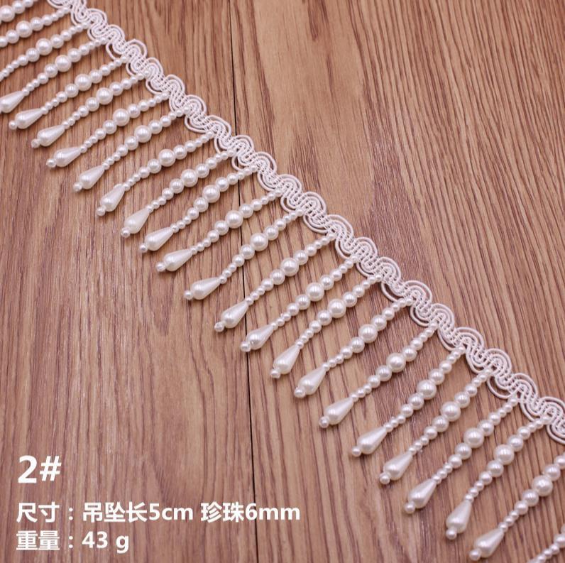 Cross-Border Direct Supply Pearl String Beads Beaded Tassel DIY Ethnic Style Ancient Chinese Clothing Accessories Lace Pendant Pearl Ribbon