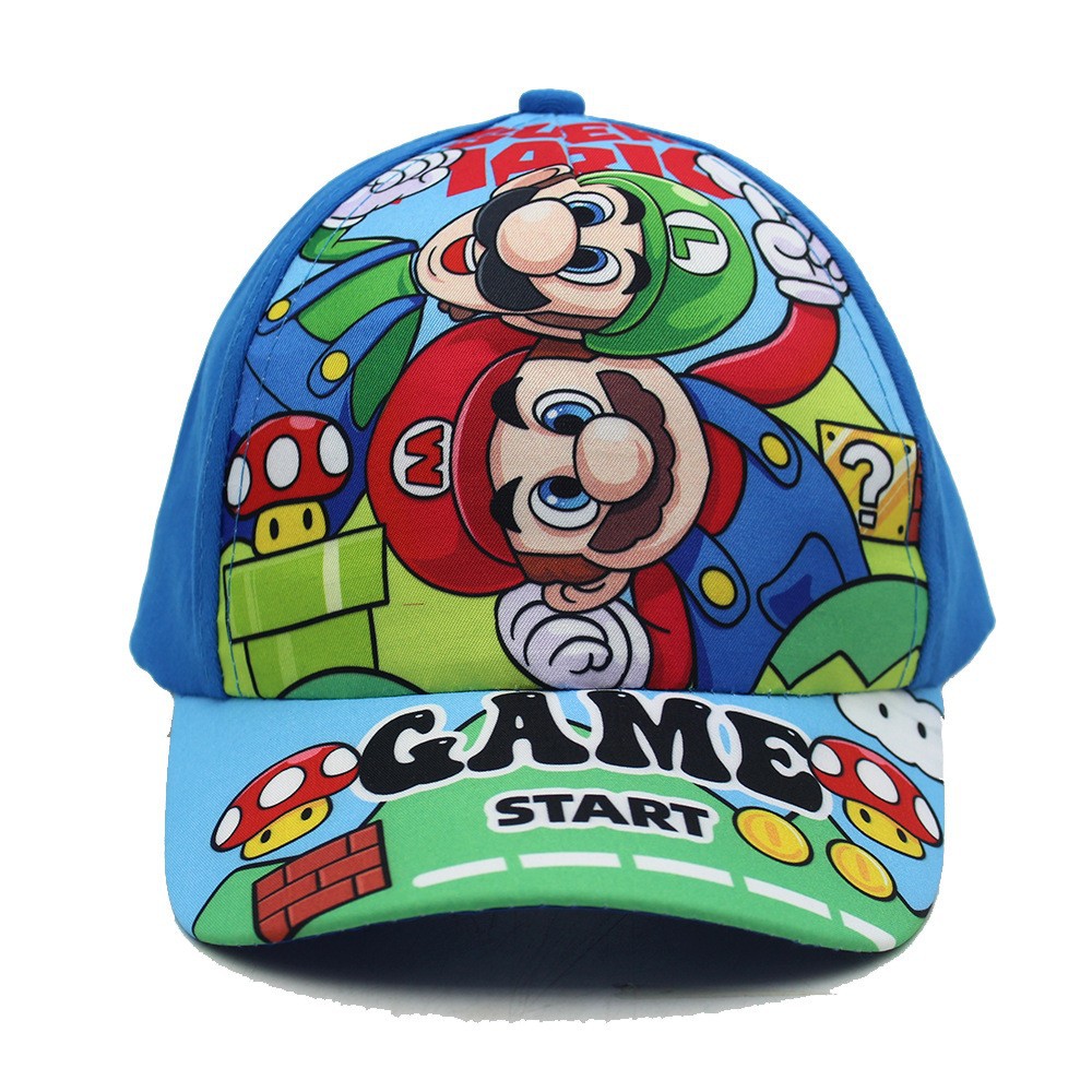 Cross-Border New Arrival Mario Cartoon Surrounding the Game Children's Baseball Cap Super Mary Brothers Printed Sunshade Duck Tongue