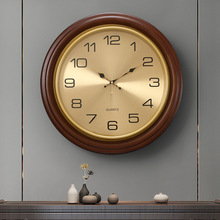 圆形新中式挂钟钟表客厅家用2023新款简约时钟挂墙石英钟大气挂表