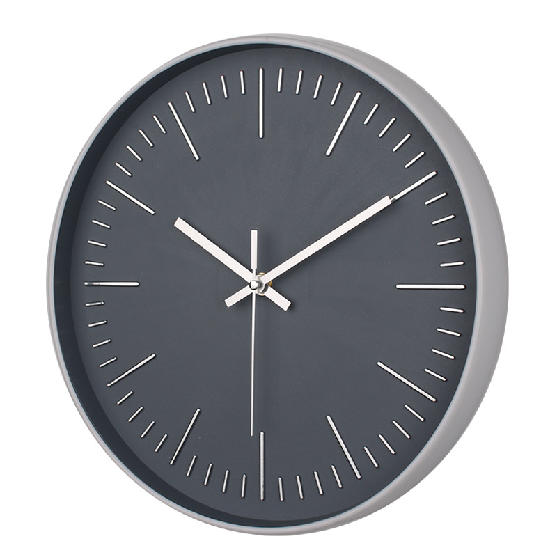 12寸走时精准简约时钟电子字体清晰静音挂钟百搭轻奢免打孔石英钟
