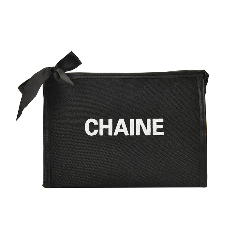 Korean Version of Chanel's Style Cosmetic Bag Large Capacity Portable Travel Cosmetics Bag Fashion Trendy Portable Storage Bag Canvas Bag