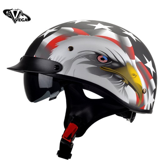 美国vega复古半盔机车摩托车头盔男电动车半覆式女夏季轻便太子盔