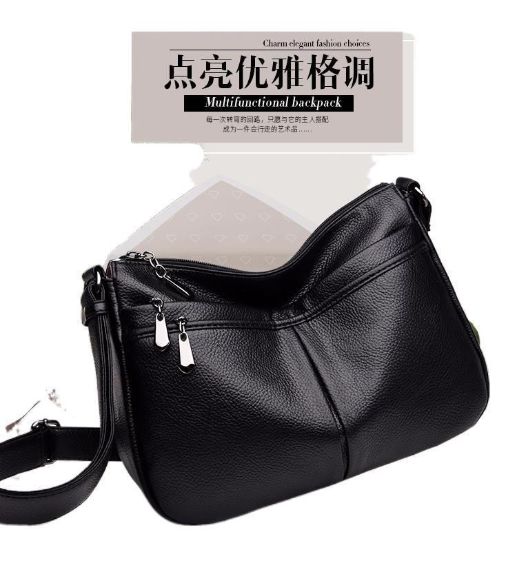 2021 New Women's Bag Simple Casual Middle-Aged Mom Shoulder Messenger Bag Soft Leather Women's Crossbody Bag Fashion Wholesale