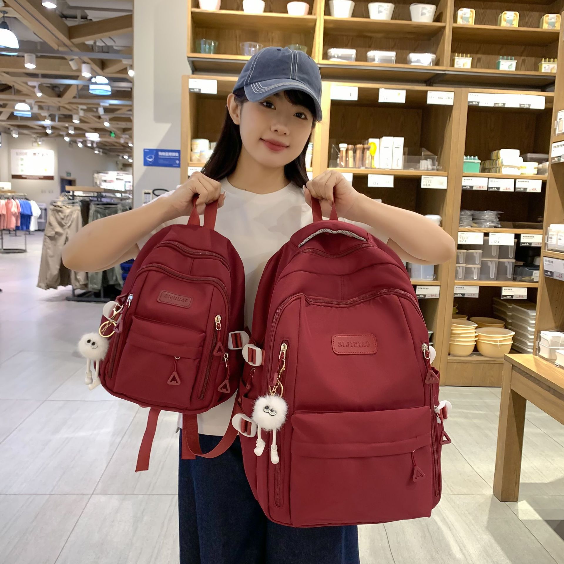 书包女中小学生小清新大容量双肩包 双背大小号纯色时尚百搭背包