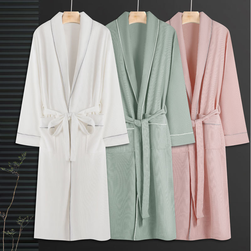 125.00kg Waffle Bathrobe Women's Autumn and Winter Water-Absorbing Quick-Drying Couple Nightgown Bathrobe Bath Towel Men's Cotton Hotel Style