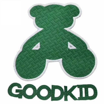 goodkid小熊热熔贴布绣绿色熊仔字母刺绣布贴diy卡通童装服装辅料