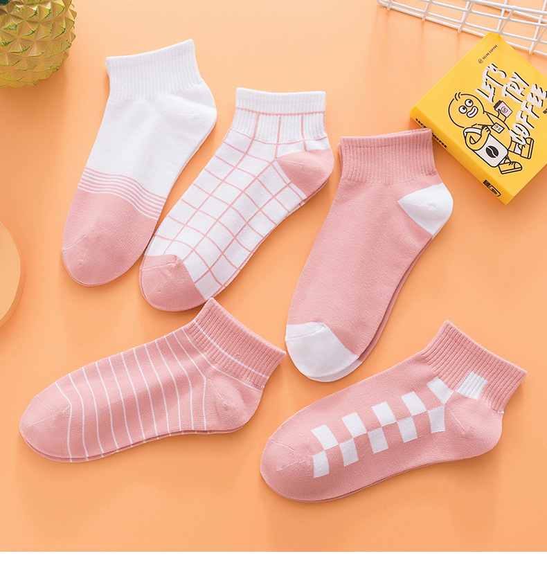 定制袜子女士新款粉色甜美棉质棉袜200针不掉跟加厚中筒女袜
