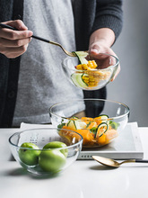XEI3透明玻璃碗家用圆形大号甜品水果沙拉碗 耐热泡面碗汤料理碗