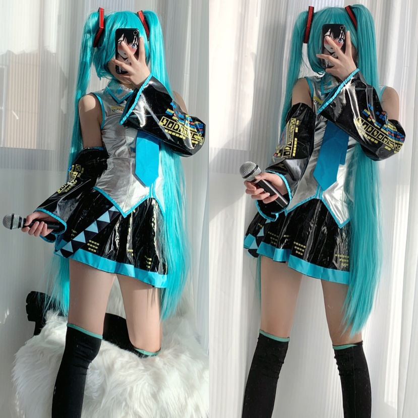 初音未来cos服miku公式服日本少女动漫白银漆皮jk女装cosplay套装