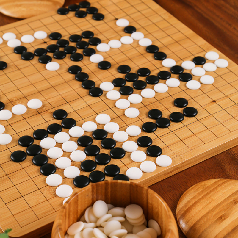 楠竹围棋套装双面楠竹加厚棋盘五子棋成人儿童初学竹棋罐围棋棋子