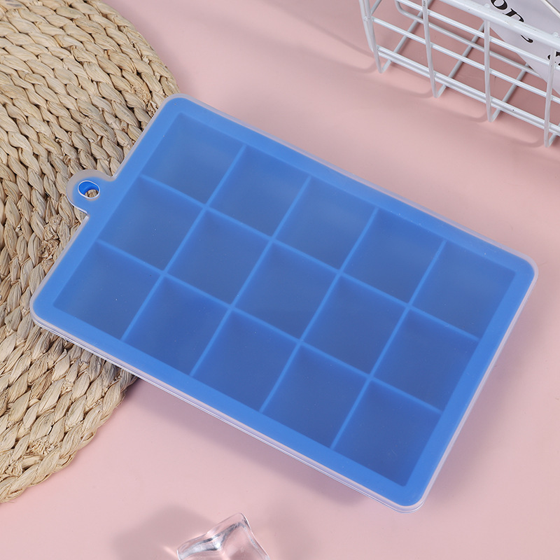 New Ice Tray 15 Grid 24 Grid Square Silicone Ice Tray with Lid Edible Silicon Household Home Ice Tray