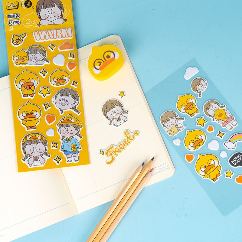 差不多鸭麻球女孩陪伴系列泡棉贴纸 手账diy装饰素材贴纸装扮贴