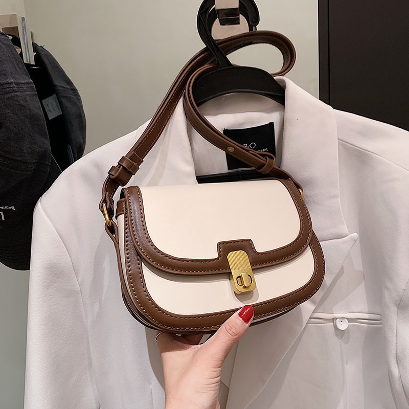 2022 Solid Color New Ladies' Bags PU Leather Fashion Trend Saddle Bag Shoulder Crossbody Shoulder Bag Twist Lock Bag