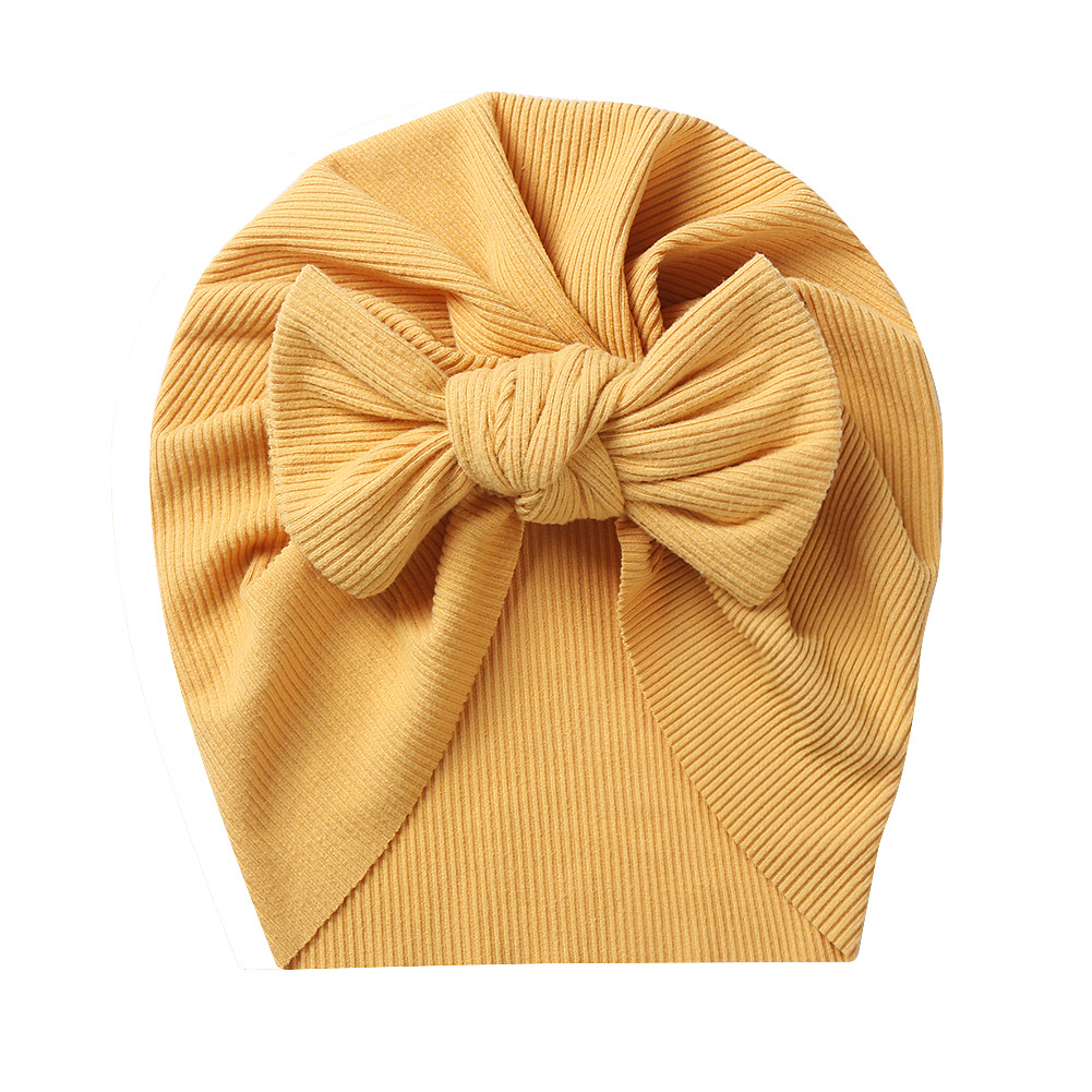 Europe and America Cross Border New Square Bow Baby Sleeve Cap Threaded Cotton Children's Indian Hat Autumn Winter Baby Hat
