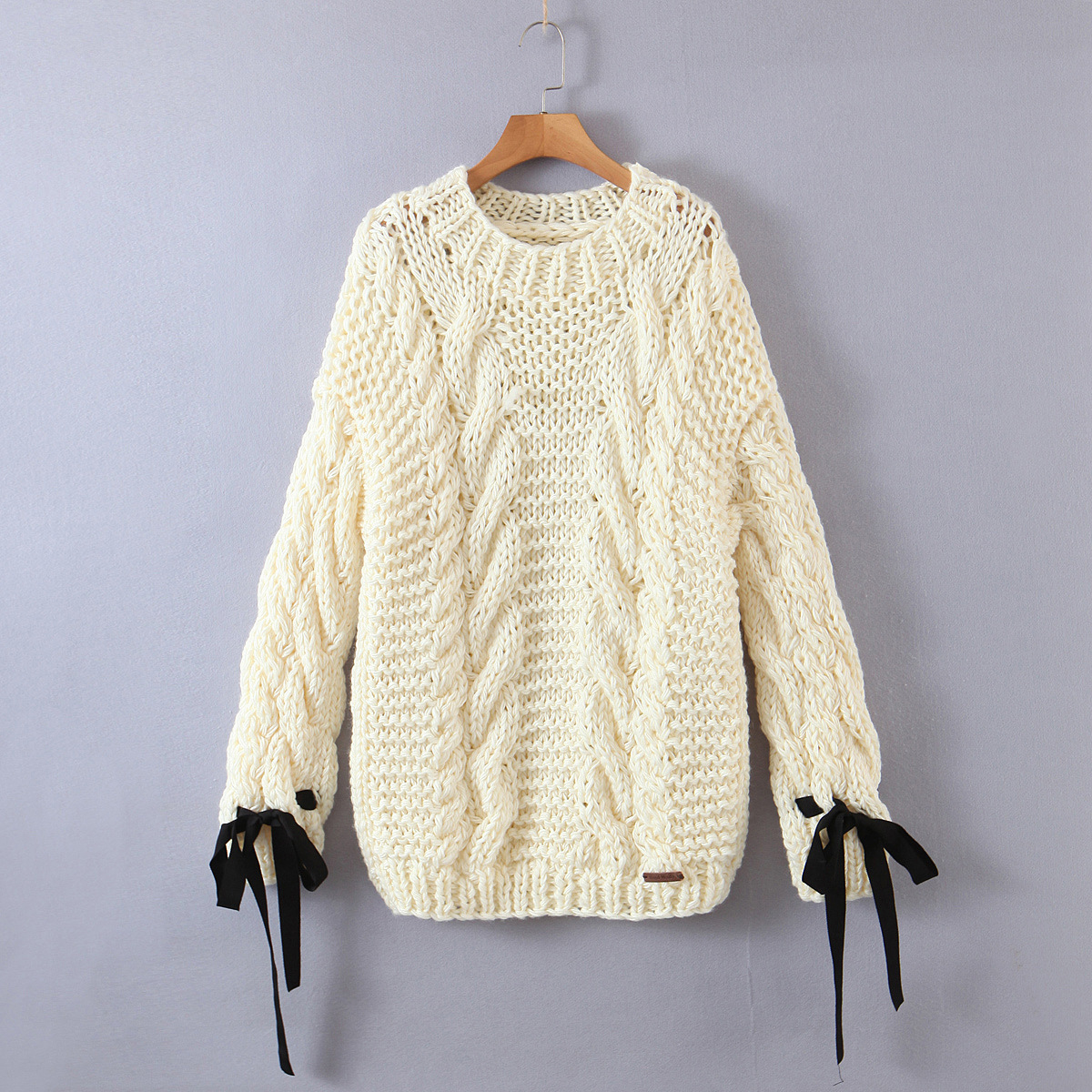 外贸2021欧美冬季新款手工粗棒针球球毛衣新款宽松套头毛衣女9867