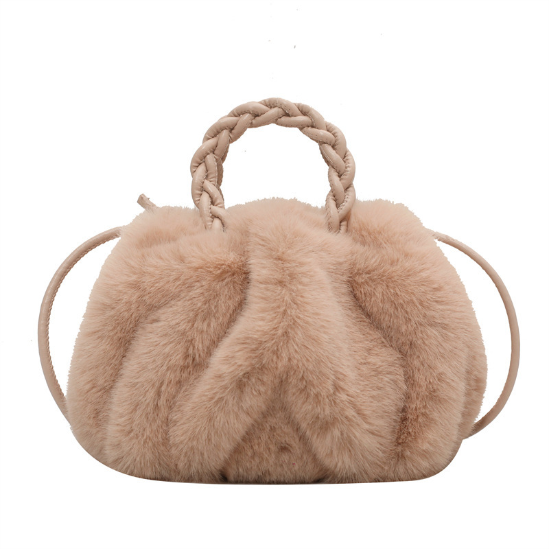 Trendy Women's Bags Portable Fur Bag Autumn and Winter New Pleated Cloud Bag High Sense Plush Bag Underarm Shoulder Crossbody