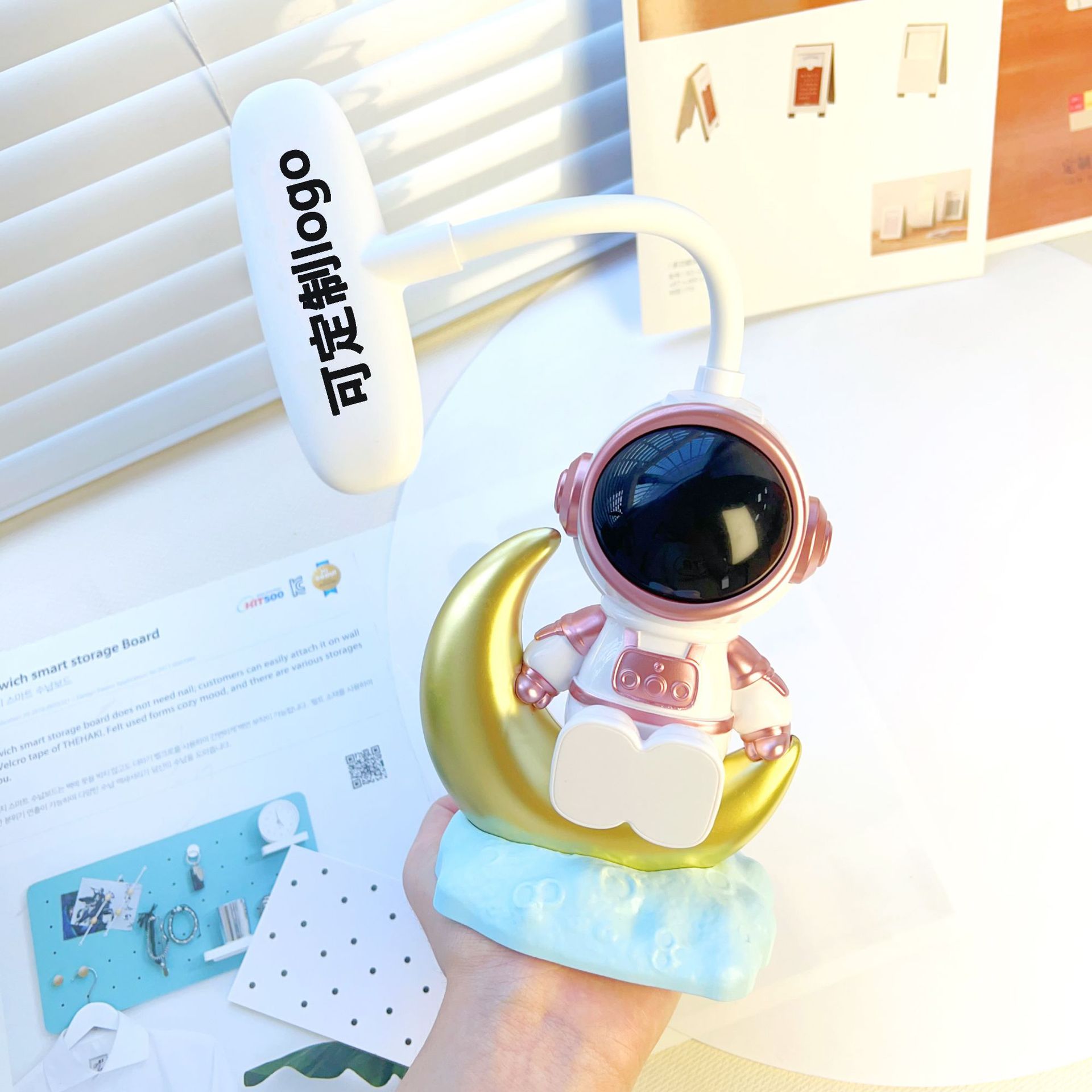 cartoon creative spaceman eye protection table lamp dormitory students rechargeable astronaut company group building gifts can be customized