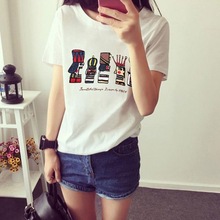 批发夏季韩版女装短袖卡通国王半袖T恤女宽松大码学生一件代发潮