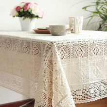 3ZBY美式复古田园镂空钩花蕾丝桌布布艺长方形餐桌小圆桌茶几沙发