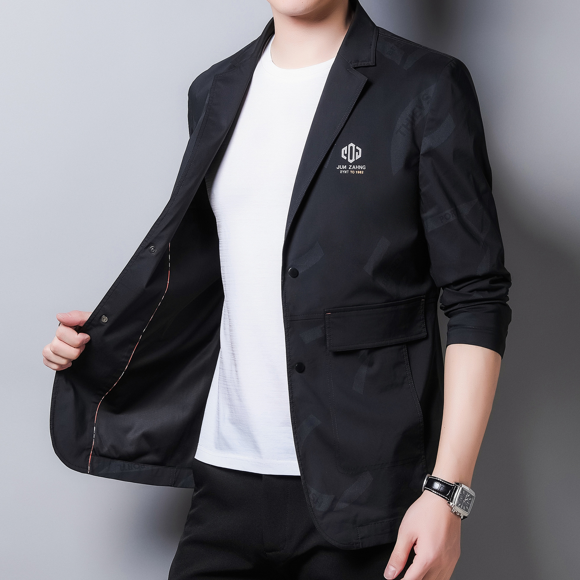 小西装外套男春秋中年秋装单西薄款上衣单件修身秋季男士休闲西服