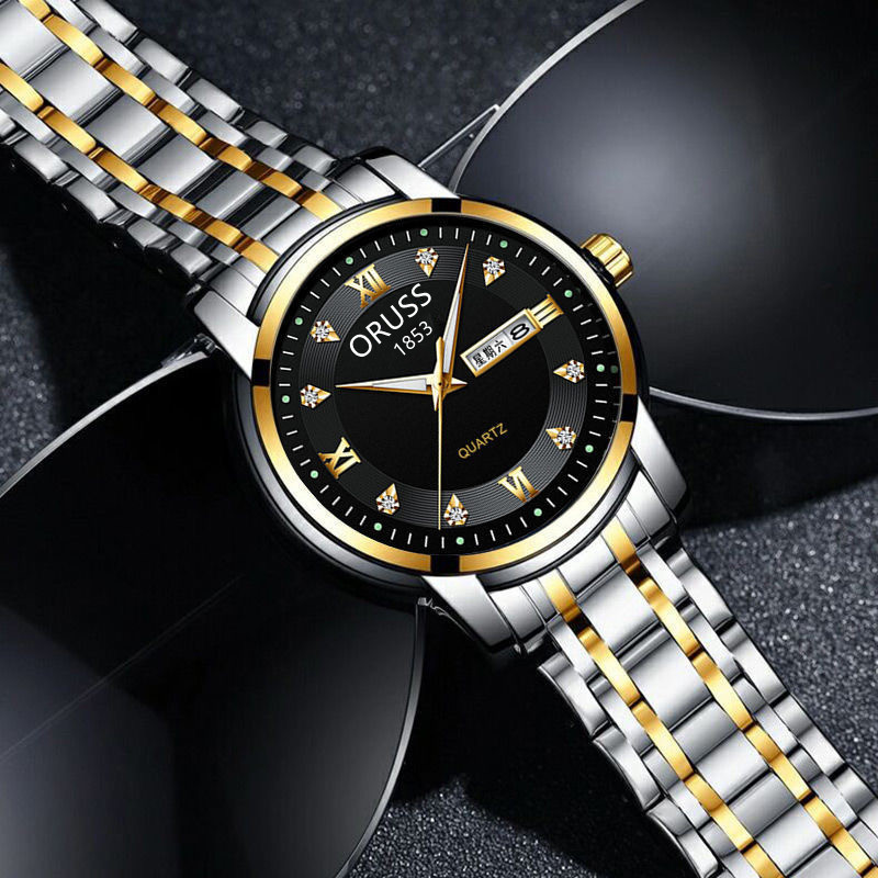 [Loss Sale] round Pointer Automatic Ordinary Non-Mechanical Watch Men's Waterproof Double Calendar Korean Watch