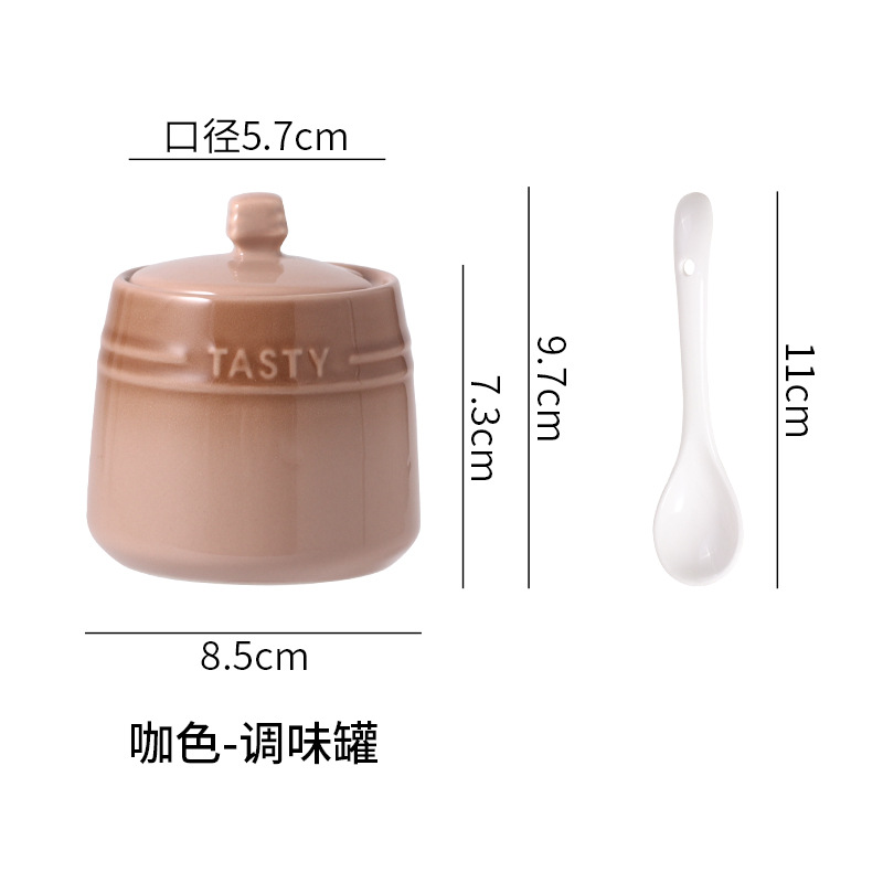 Household Ceramic Seasoning Jar Seasoning Jar Kitchen Chili Oil Can Seasoning Salt Jar Seasoning Box Red Chili Oil Oil Tank