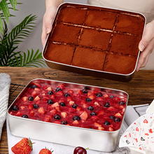 做提拉米苏托盘容器皿不锈钢长方形专用方盘网红蛋糕烤盘铁盒聂涅