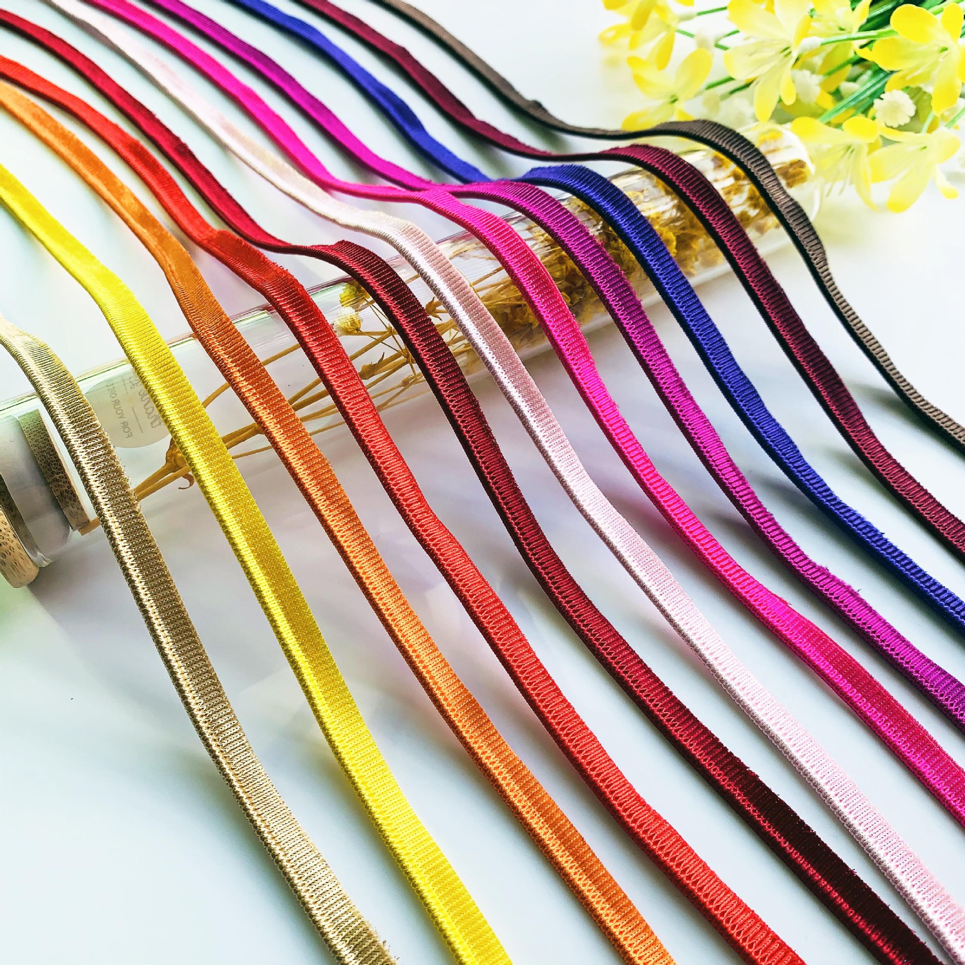 新款1cm复合布压印包边条子母带彩色织带家纺鞋帽滚边条服装辅料