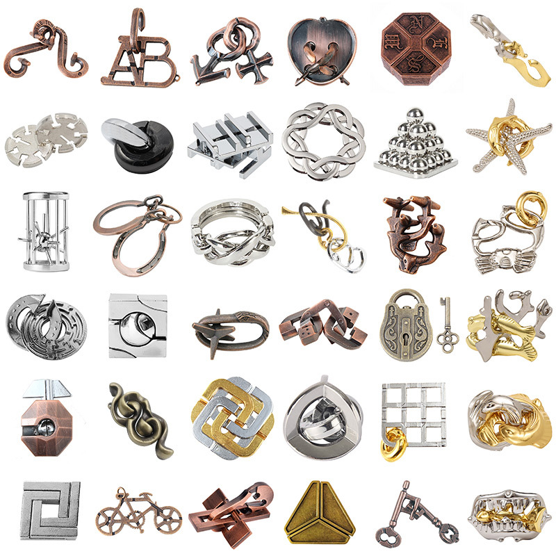 魔puzzle金锁益智玩具高难度智力扣解锁解环解密孔明锁鲁班锁全套
