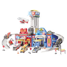 多功能手提式儿童合金轨道车 医院警察局场景模型儿童益智玩具车