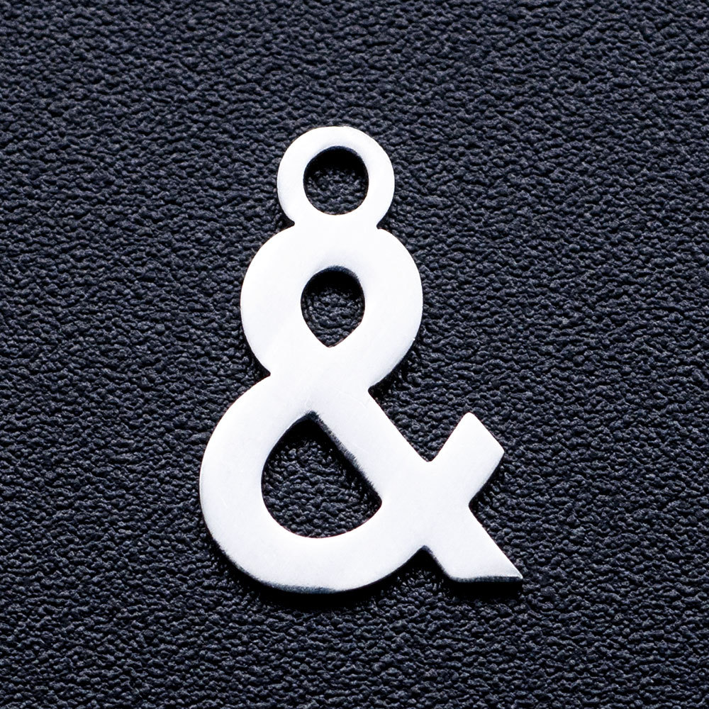 欧美跨境热销柒牧全抛光钛钢平面luck符号小吊坠项链手链配件