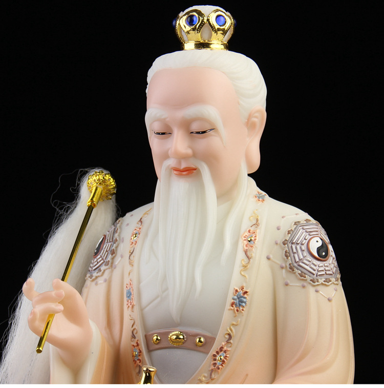 汉白玉石太白金星神像居家供奉家用黄玉树脂佛像彩绘客厅祝福摆件