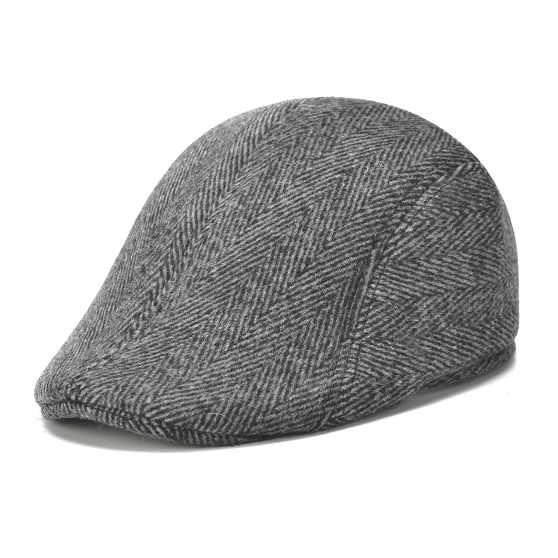 Factory Direct Sales Autumn and Winter New Woolen Plaid Middle-Aged and Elderly Men and Women Advance Hats Peaked Cap Hats for the Elderly