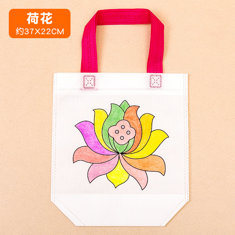 Diy Eco-friendly Bag Non-Woven Fabric Doodle Bag Art Handmade Color Filling Cloth Bag Hand-Painted Coloring Drawing Handbag Material