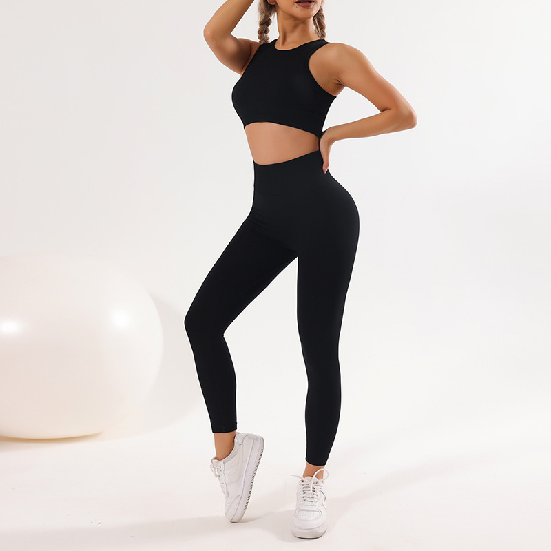 European and American New Quick-Drying Seamless Yoga Suit Shockproof Exercise Yoga Clothes Vest High Waist Yoga Pants Fitness Trousers