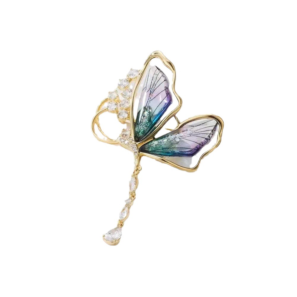 New Mori Style Animals and Insects Butterfly Tassel Translucent High-End Entry Lux Super Fairy Suit Brooch Elegant Accessories